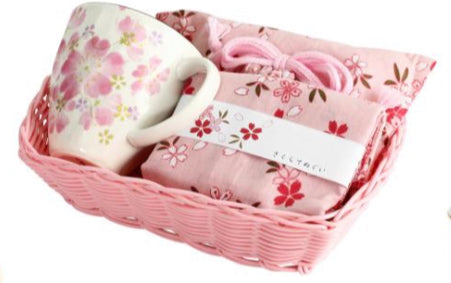 Sakura flower tea cup gift basket